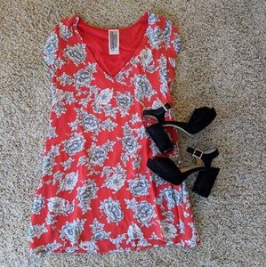 Free People red and white floral shift dress